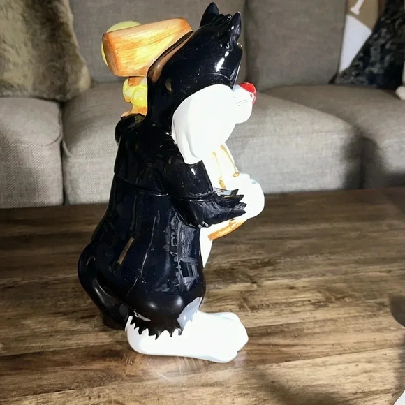 💥VTG 1993 Warner Bros. Sylvester Tweety Bird Ceramic Cookie Jar Looney Tunes - Picture 13 of 17